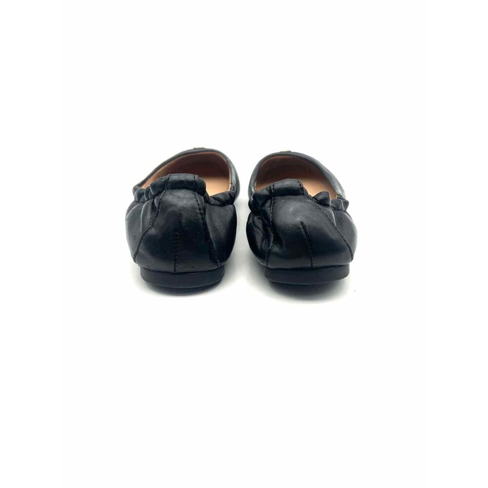 Tory Burch Size 5 Black/Gold Embellished Leather Designer Flats - Picture 3 of 10
